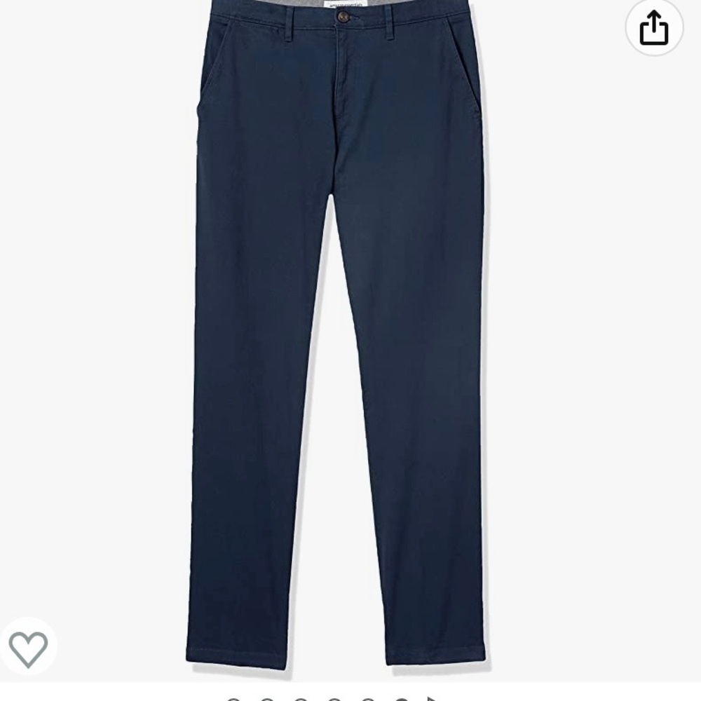 Amazon Essentials Men size 36 x 34 casual flat front blue classic chino pant NWT - Picture 10 of 11